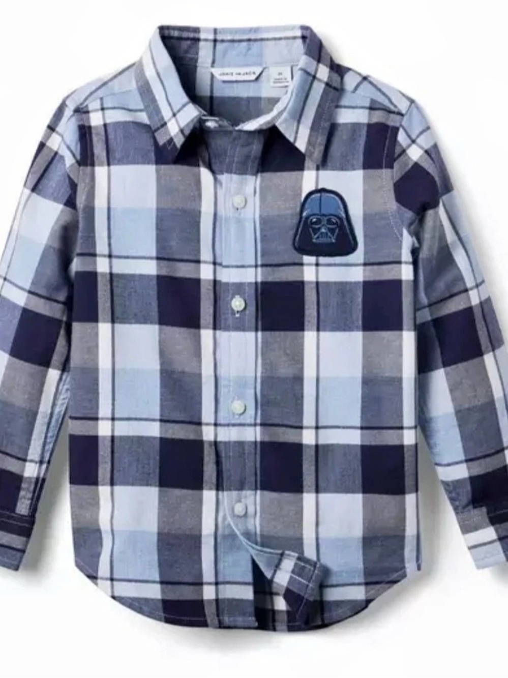 Janie and Jack Star Wars plaid button-down shirt Boys Size 6 Plaid Button-Down